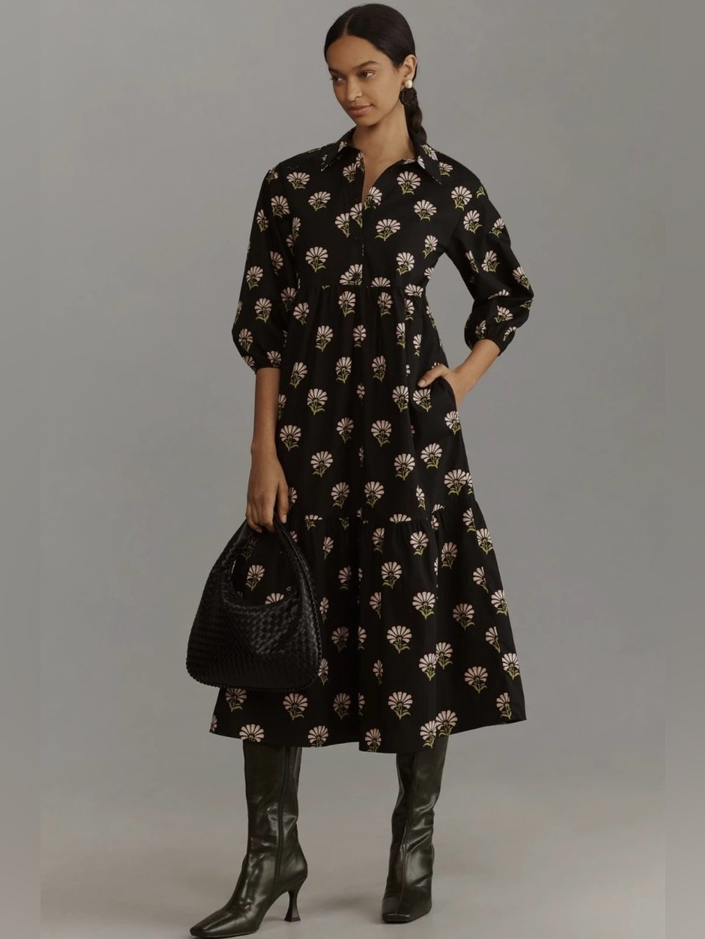 NWT Anthropologie Maeve Bettina Dress Size: Medium Petite/MP Color: Black Multi